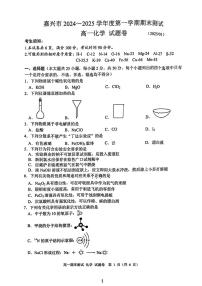 浙江省嘉兴市2024-2025学年高一上学期期末测试化学试卷（PDF版附答案）