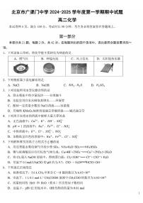 2024北京广渠门中学高二（上）期中化学试卷（无答案）