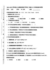 2024北京海淀实验中学高二上12月月考化学试卷（无答案）