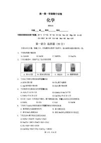 2024北京清华附中高一（上）期中化学试卷（无答案）