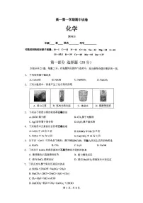 2024北京清华附中高一（上）期中化学试卷（无答案）