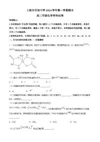 上海市行知中学2024-2025学年高三上学期期末考试化学试卷（含答案）