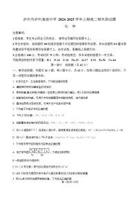 四川省泸州高级中学2024-2025学年高二上学期1月期末考试化学试题（Word版附解析）