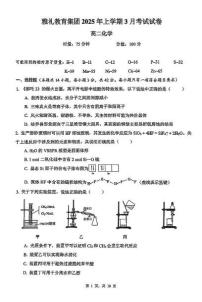 化学-湖南省长沙市雅礼集团2024-2025学年高二下学期3月月考试题
