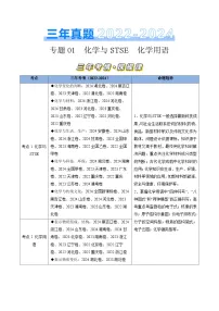 专题01 化学与STSE 化学用语-三年（2022-2024）高考化学真题分类汇编（全国通用）（学生卷）
