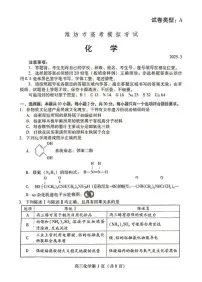 2025届山东省潍坊市高三一模考试 化学试题及答案
