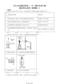 2024北京重点校高一（上）期中真题化学汇编：氯及其化合物（选择题）2