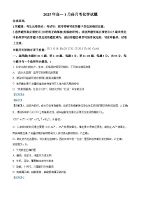 山东省济宁市第一中学2024-2025学年高一上学期1月月考 化学试题（解析版）