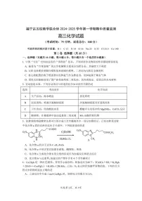 福建省福宁古五校教学联合体 2024-2025 学年高三第一学期期中质量监测化学试卷及参考答案