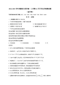 2024-2025学年安徽省合肥市高一上学期12月月考化学检测试题（直升班）附答案