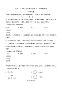 浙江省杭州第二中学2024-2025学年高二上学期期末考试化学试卷（Word版附解析）