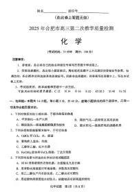 安徽省合肥市2025届高三高考模拟第二次教学质量检测-化学试题+答案