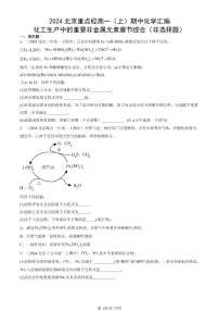 2024北京重点校高一（上）期中真题化学汇编：化工生产中的重要非金属元素章节综合（非选择题）