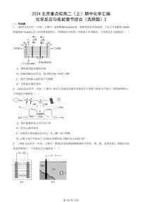 2024北京重点校高二（上）期中真题化学汇编：化学反应与电能章节综合（选择题）2
