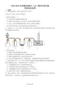 2022-2024北京重点校高三（上）期中真题化学汇编：钠及其化合物