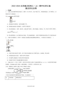 2022-2024北京重点校高三（上）期中真题化学汇编：氯及其化合物