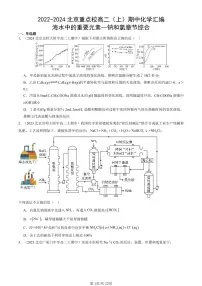 2022-2024北京重点校高二（上）期中真题化学汇编：海水中的重要元素—钠和氯章节综合
