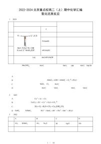 2022-2024北京重点校高二（上）期中真题化学汇编：氧化还原反应