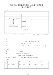 2022-2024北京重点校高二（上）期中真题化学汇编：氧化还原反应