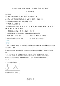 浙江省杭州第四中学2024-2025学年高一上学期期末考试化学试卷（Word版附解析）
