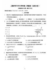上海市上海中学2024-2025学年高一下学期月考一化学试题