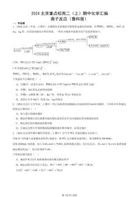 2024北京重点校高二（上）期中真题化学汇编：离子反应（鲁科版）