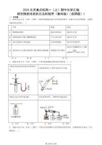 2024北京重点校高一（上）期中真题化学汇编：研究物质性质的方法和程序（鲁科版）（选择题）1