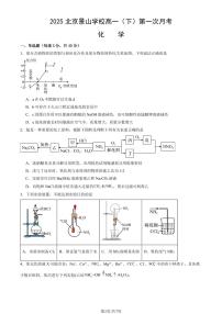 2025北京景山学校高一下学期第一次月考化学试卷（教师版）