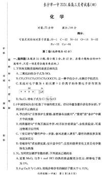 2024届湖南省炎德英才长沙一中高三上学期月考(四)(11月)-化学试题（含答案）