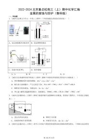 2022-2024北京重点校高三（上）期中真题化学汇编：金属的腐蚀与防护（鲁科版）