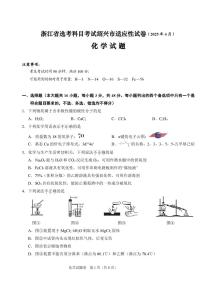 2025浙江省绍兴市高三二模化学试题（含答案）