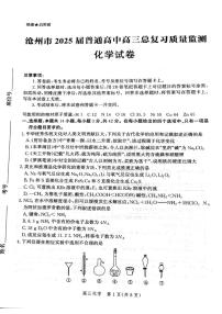 河北省沧州市2025届高三下学期普通高中总复习质量监测 化学试卷