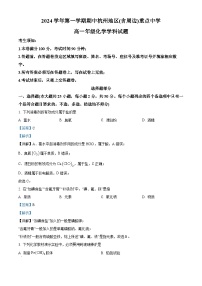 浙江省杭州地区(含周边)重点中学2024-2025学年高一上学期11月期中考试 化学试题 含解析