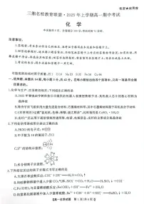 湖南三湘名校联盟2024-2025学年高一下学期期中联考化学试题（含答案）