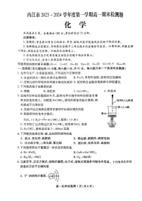 四川省内江市2023-2024学年高一上学期期末检测 化学试卷（含答案）