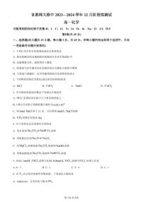 北京市首都师范大学附属中学2023-2024学年高一上学期12月月考化学试卷（含答案）