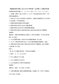 海南省部分学校2024-2025学年高一上学期1月期末考试化学试卷（解析版）