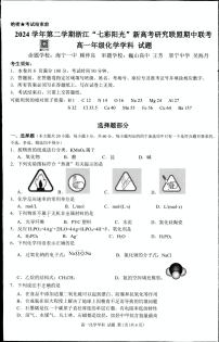 浙江省七彩阳光新高考研究联盟2024-2025学年高一下学期4月期中联考化学试题（无答案）