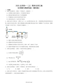 2025北京高一（上）期末真题化学汇编：化学键与物质构成（鲁科版）