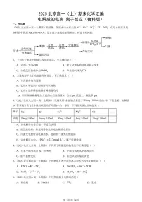 2025北京高一(上)期末真题化学汇编:电解质的电离 离子反应(鲁科版)