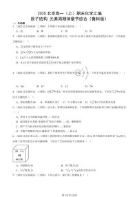 2025北京高一（上）期末真题化学汇编：原子结构 元素周期律章节综合（鲁科版）