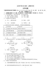 宜宾四中高2023级高一上期期末考试化学试题（含答案）