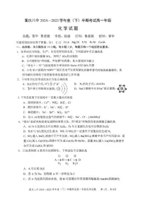 重庆市重庆市沙坪坝区重庆市第八中学校2024-2025学年高一下学期4月期中化学试题（含答案）