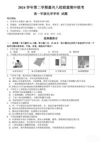 浙江省嘉兴市八校2024-2025学年高一下学期4月期中联考试题 化学 PDF版含答案