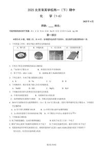 北京育英学校2024-2025学年高一（下）期中考试化学试题（PDF版，含答案）