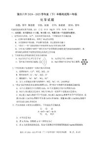 重庆市重庆市沙坪坝区重庆市第八中学校2024-2025学年高一下学期4月期中 化学试题（PDF版含答案）