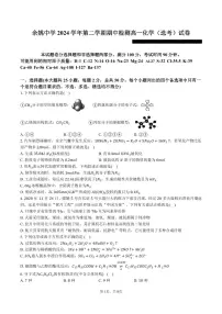 浙江省余姚中学2024-2025学年高一下学期期中考试 化学（选考） PDF版含答案