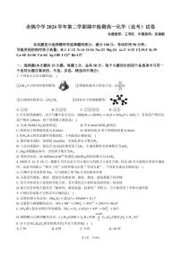 浙江省余姚中学2024-2025学年高一下学期期中考试化学（选考）试卷（PDF版附答案）