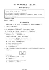北京大学附属中学2024-2025学年高一下学期期中考试化学试题（PDF版，含答案）