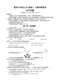 四川省遂宁市射洪中学2024-2025学年高一下学期期中考试 化学 含答案